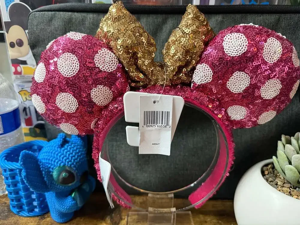 NWT Disney Parks Minnie Mouse Sequin Polka Dot Ear Headband Adult